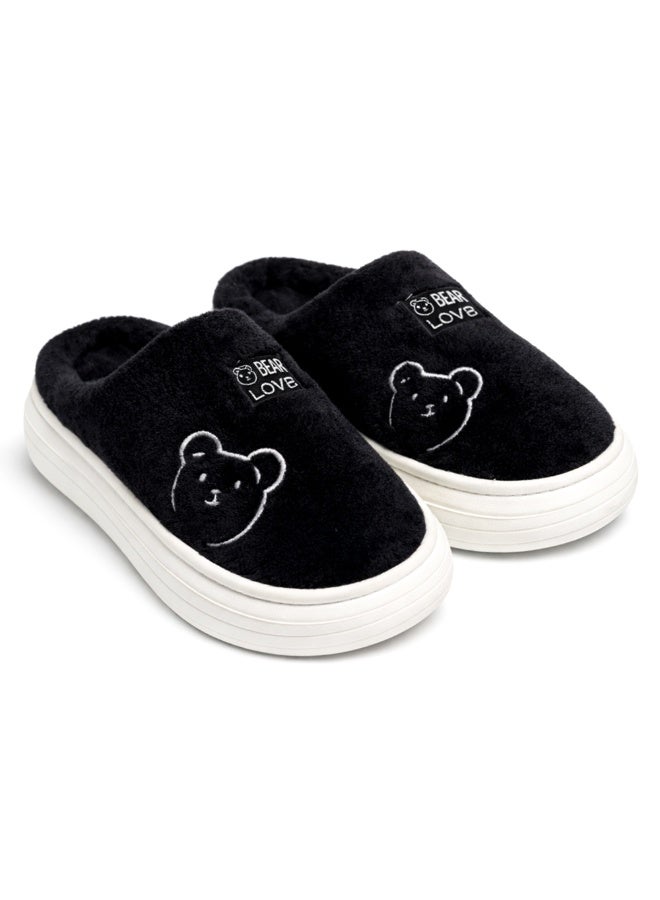 Women Cozy Mule, Soft Plush Slip-On Fur Slipper with Thick Cushion Sole for Home Comfort